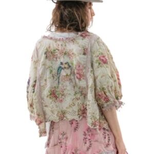 Magnolia Pearl Floral Eyelet Karlie Cropped Blouse